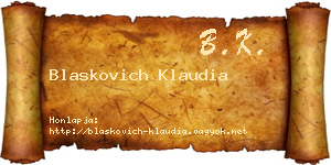 Blaskovich Klaudia névjegykártya